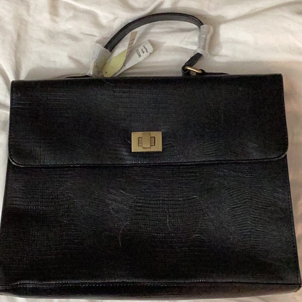Elegant Black Textured Handbag NEW WITH TAG
